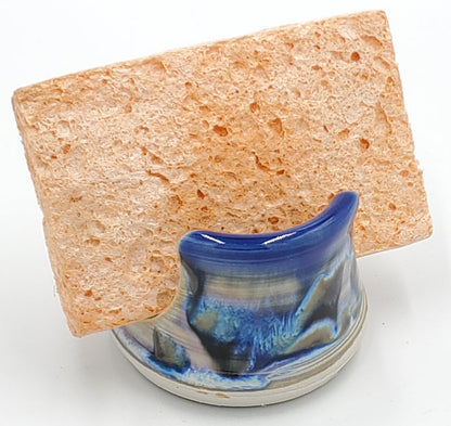 Liscom Hill Pottery - Black and Blue with Cobalt Sponge Holder