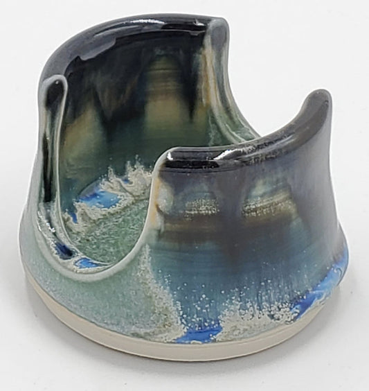 Liscom Hill Pottery - Black and Blue with Seafoam Sponge Holder