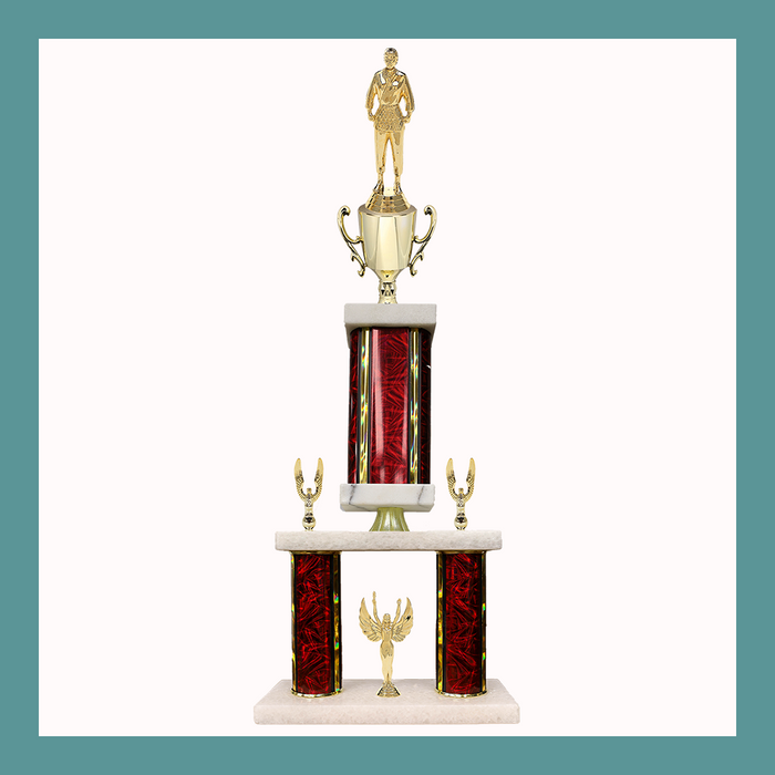 Martial Arts Marble Mini Two Poster Pedestal Trophy With Cup