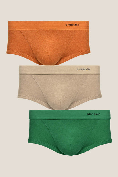 Men’s Organic Cotton Trunk - 3 Pack - Papaya, Sand & Pandanus Stone.kin