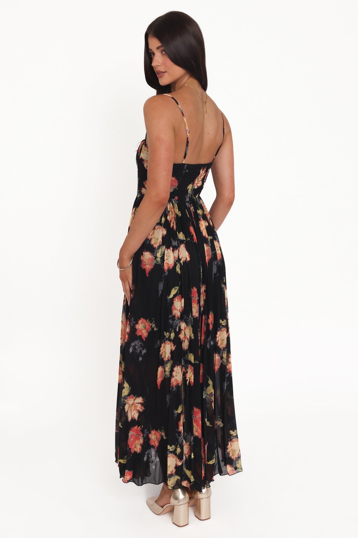 Achanti Pleated Maxi Dress - Black Multi