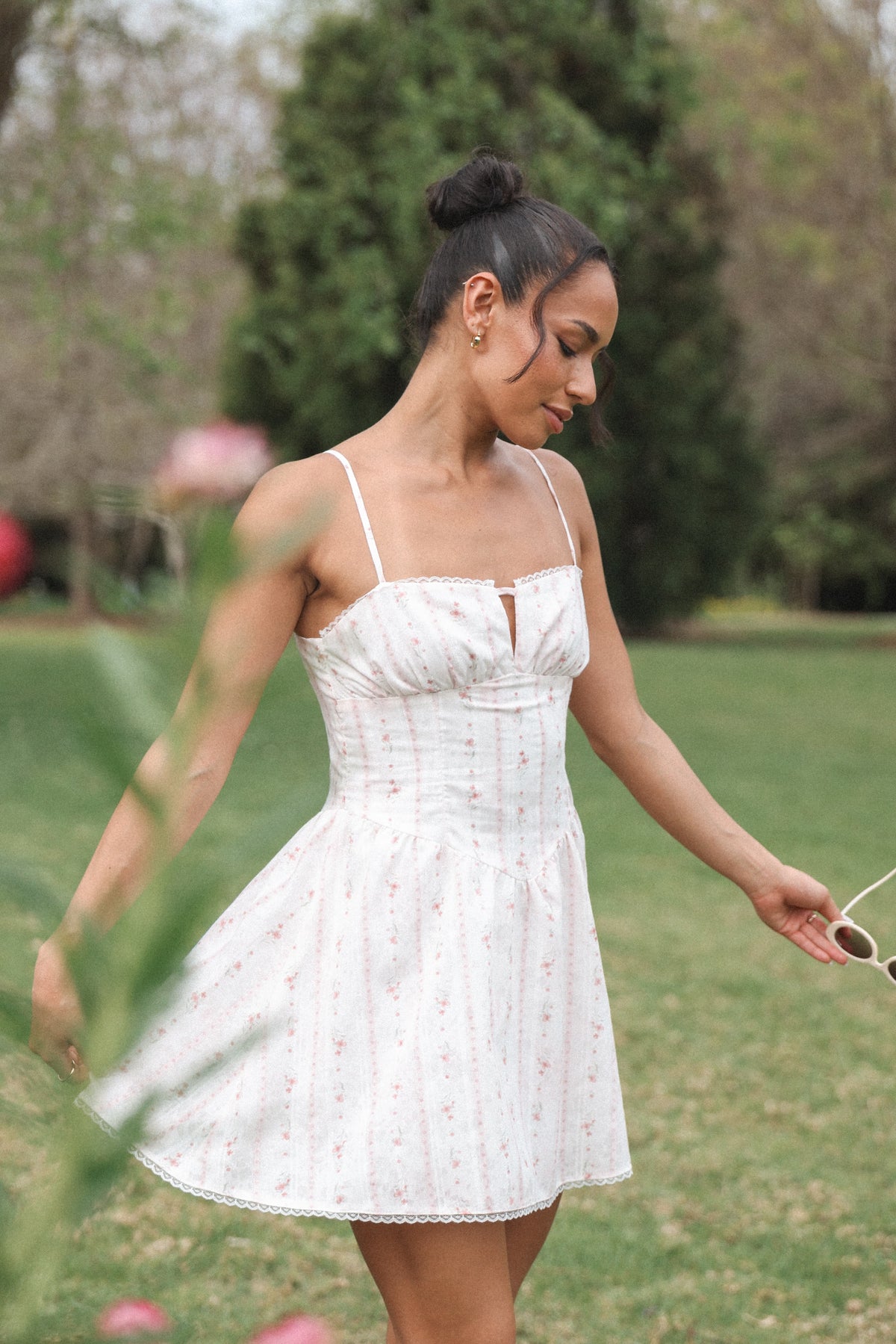 Athena Mini Dress - White Floral