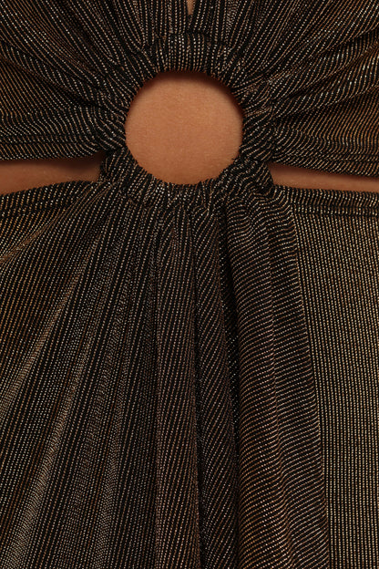 Blanca Cut Out Maxi Dress - Black/Rose Gold