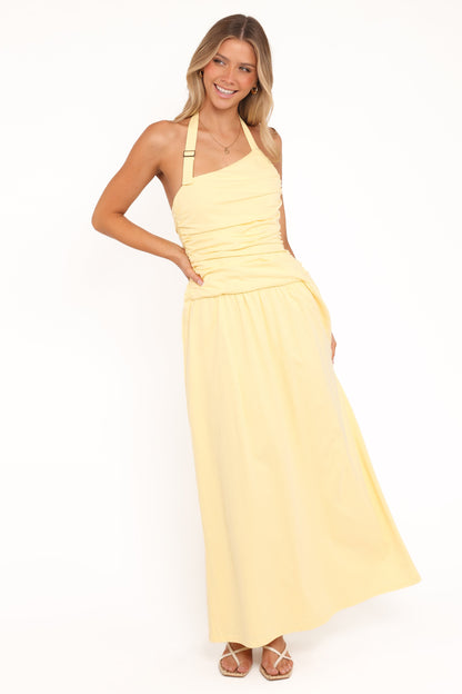 Emalia Halter Maxi Dress - Pale Yellow