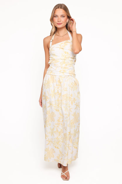 Jemma Halter Maxi Dress - Yellow Floral
