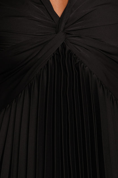 Nova Flutter Sleeve Midi Dress - Black