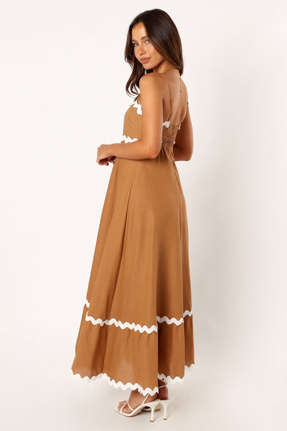 Yana Maxi Dress - Tan White