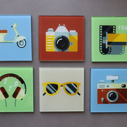 Printed Glass Coaster Set of 6