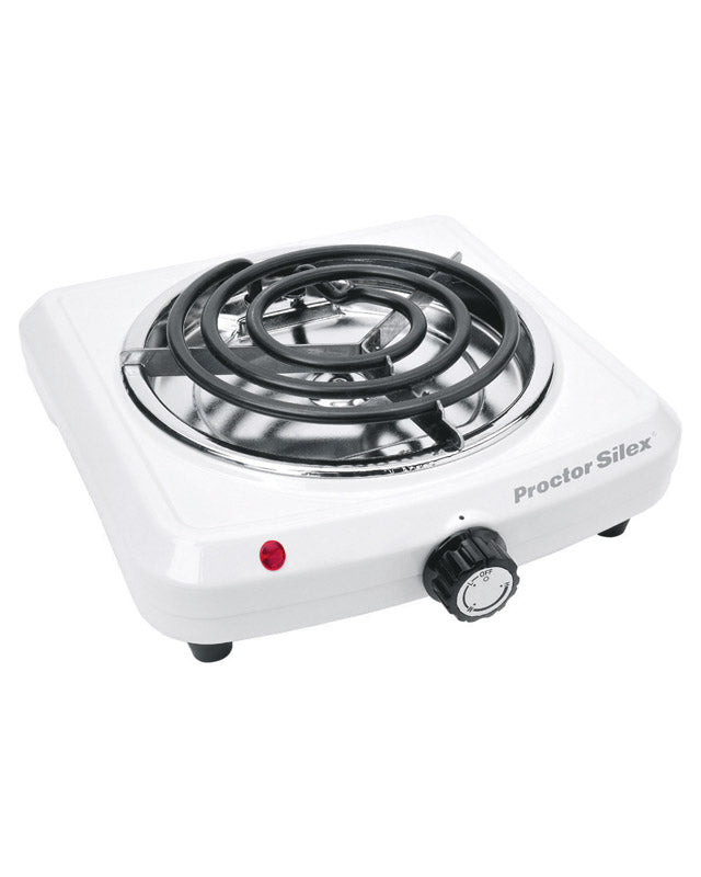 Proctor Silex Chrome Tabletop Burner-White