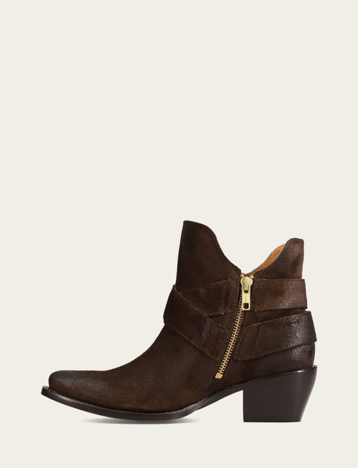 Sacha Multi Strap Bootie - Chocolate - Inside