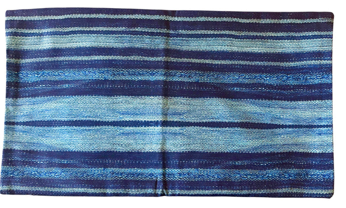 Sale: 12x21” Bright Indigo Stripe Pillow Cover- Mudcloth Print