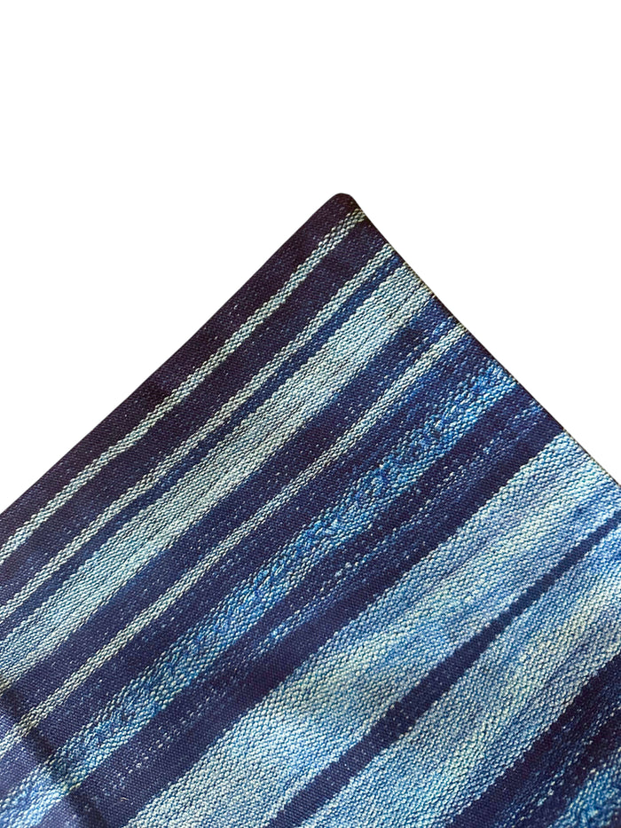 Sale: 12x21” Bright Indigo Stripe Pillow Cover- Mudcloth Print