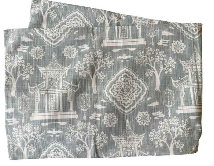 Sale: 13x36” Light Blue Grey Pagoda Pillow Cover - Annabel Bleu