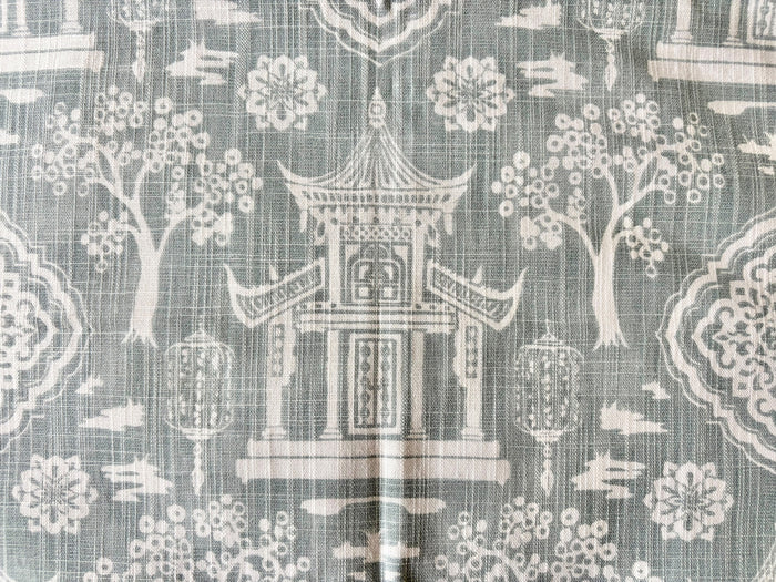 Sale: 13x36” Light Blue Grey Pagoda Pillow Cover - Annabel Bleu