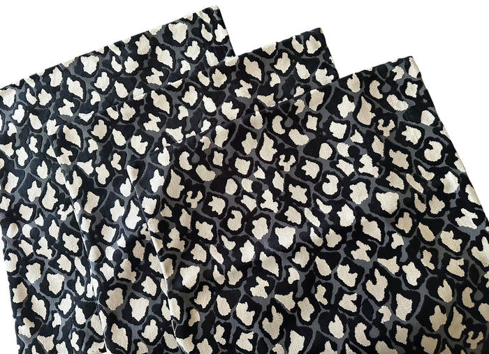 Sale: 22x22” Black and White Cut Velvet Leopard Pillow Cover