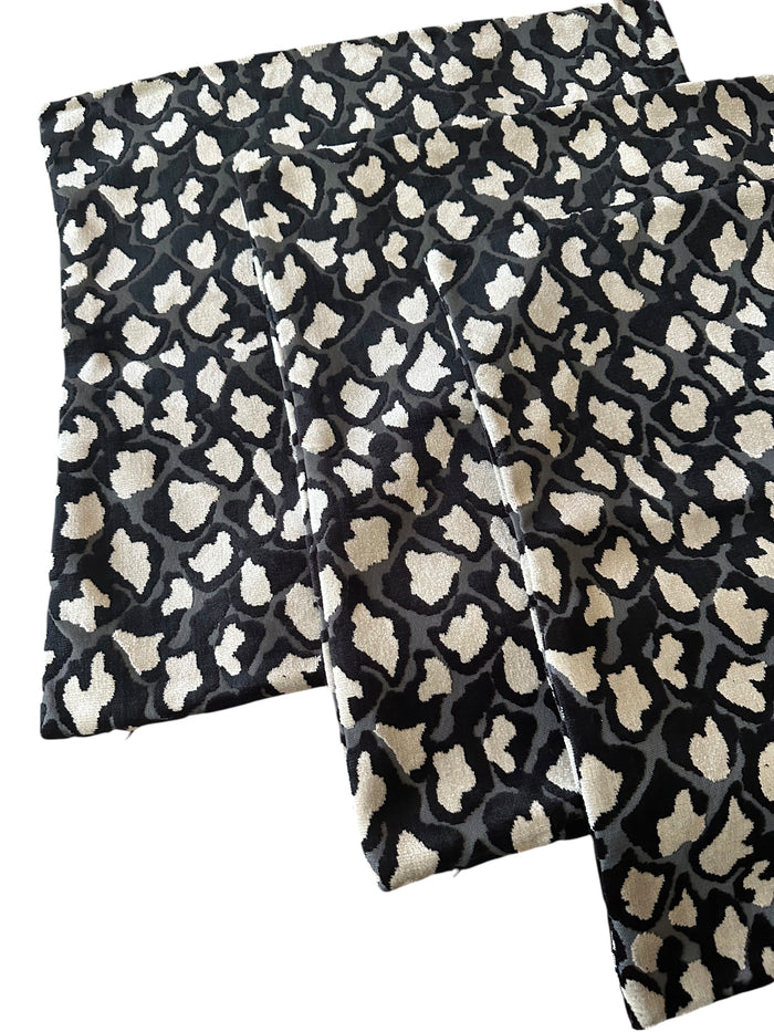 Sale: 22x22” Black and White Cut Velvet Leopard Pillow Cover