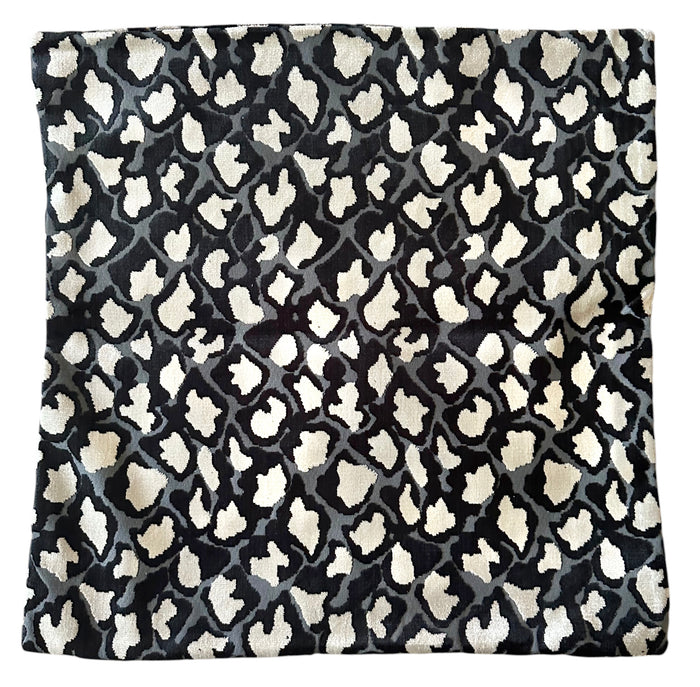 Sale: 22x22” Black and White Cut Velvet Leopard Pillow Cover