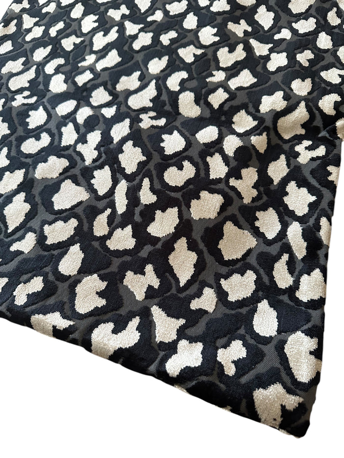 Sale: 22x22” Black and White Cut Velvet Leopard Pillow Cover