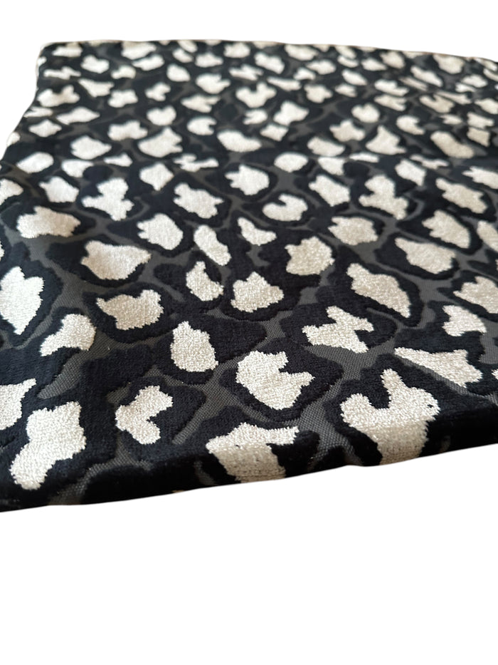 Sale: 22x22” Black and White Cut Velvet Leopard Pillow Cover