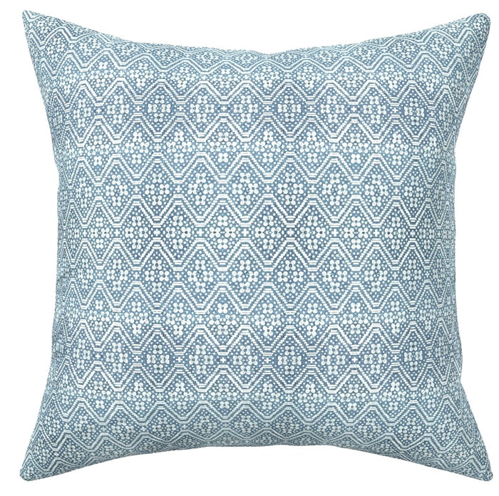 Sale: 22x22” French Light Blue Printed Linen Pillow Cover