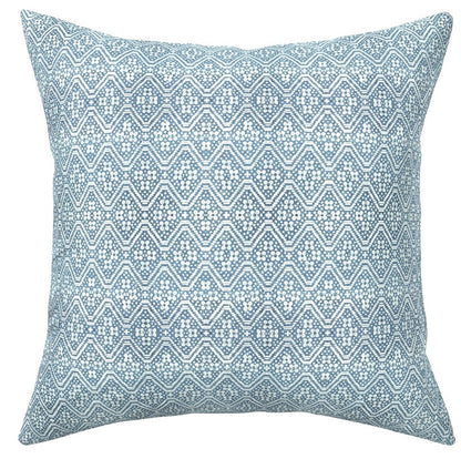 Sale: 22x22” French Light Blue Printed Linen Pillow Cover