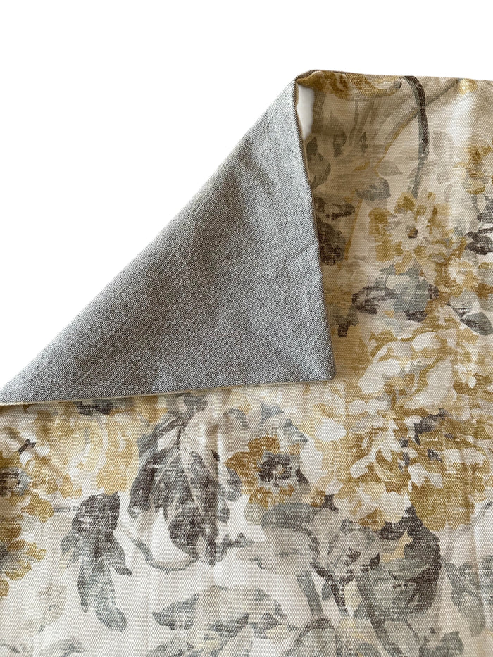 Sale: 22x22” Yellow and Grey Floral Pillow Cover