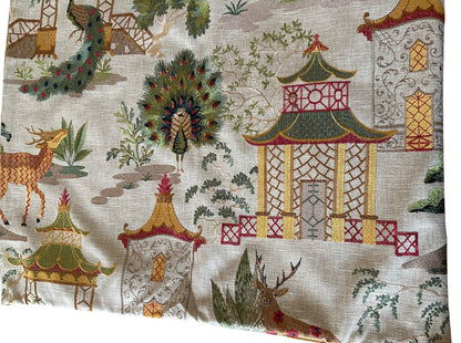 Sale: 24x24 Embroidered Orange and Red Pagoda Pillow Cover