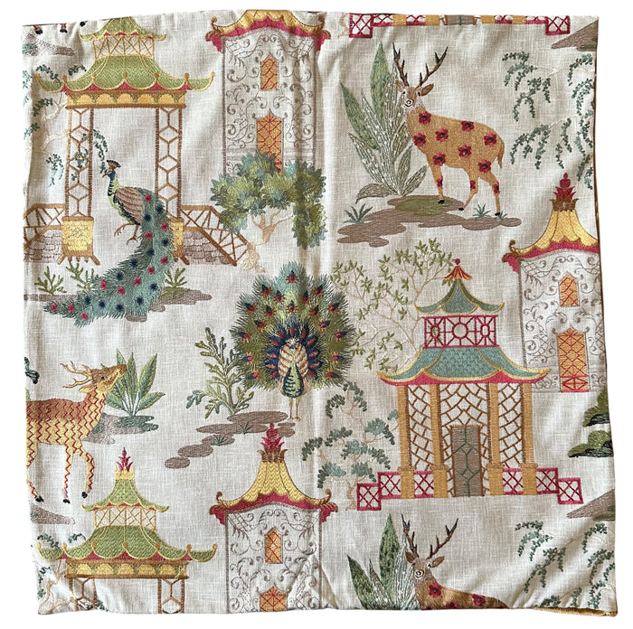 Sale: 24x24 Embroidered Orange and Red Pagoda Pillow Cover