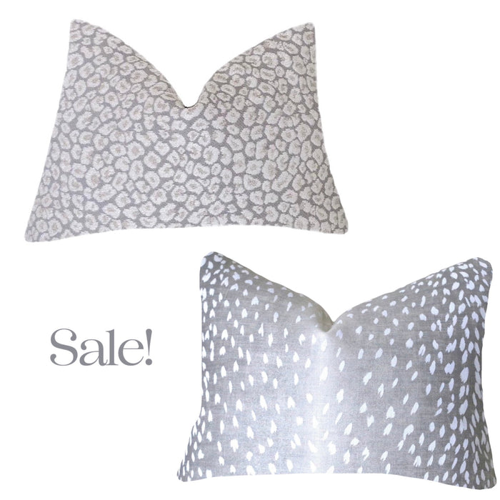 Sale: Gray 12x21 Lumbar Pillow Covers - Annabel Bleu