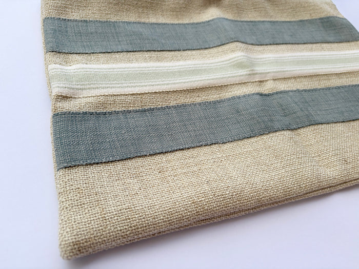 Sale: Samuel and Sons Trimmed Striped 12x18” Seafoam and Light Beige Pillow Cover