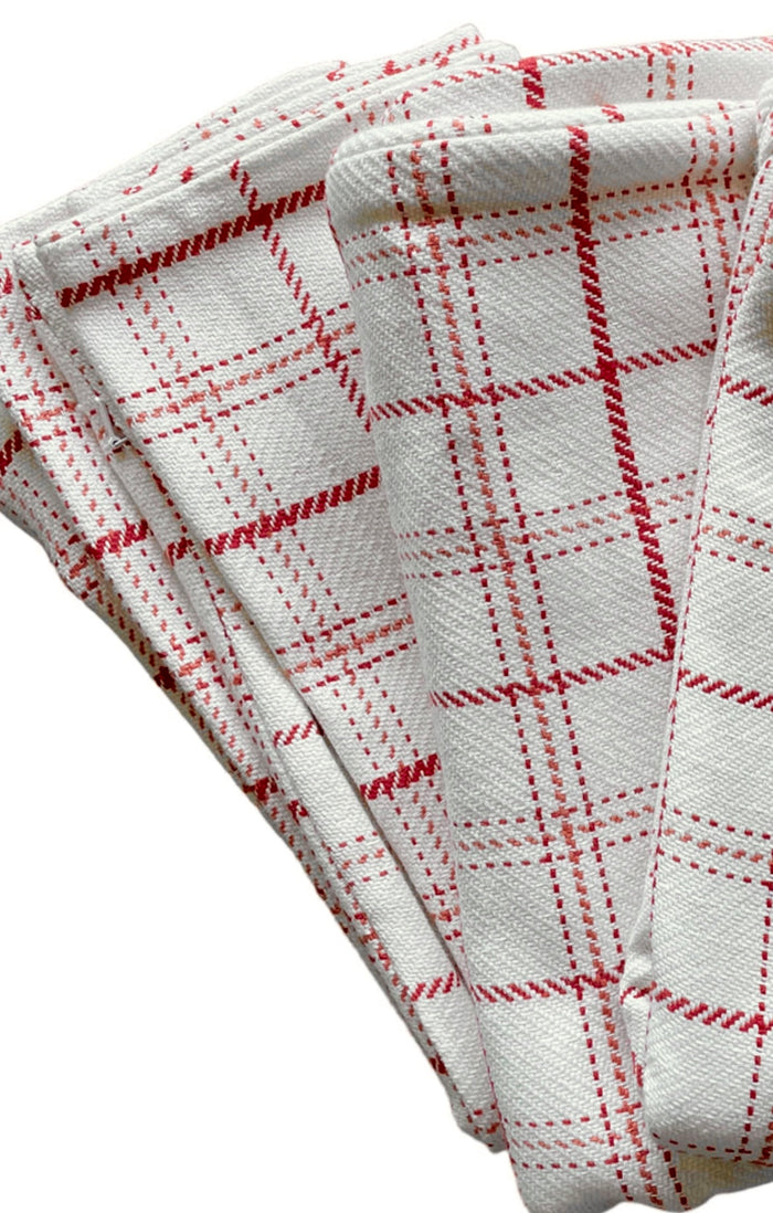 Sale: Red Plaid Pillow Cover / Solid Red Linen / Red Striped Hemp Hmong Pillow Cover - Annabel Bleu