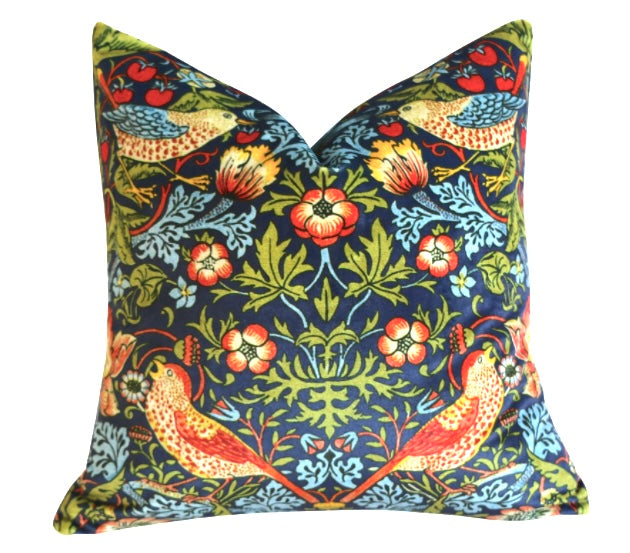 Sale: William Morris Strawberry Thief Pillow Cover - Annabel Bleu