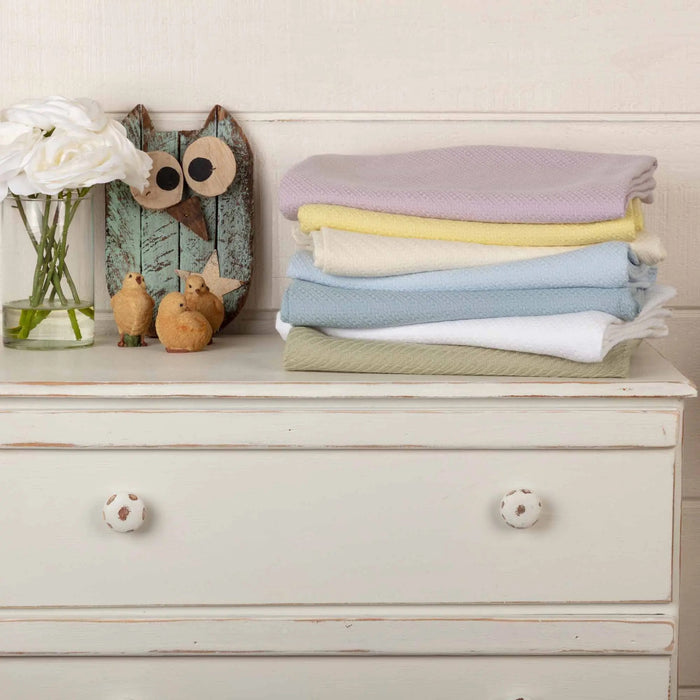 Woven 100% Cotton Baby Blanket 36x48” - Annabel Bleu