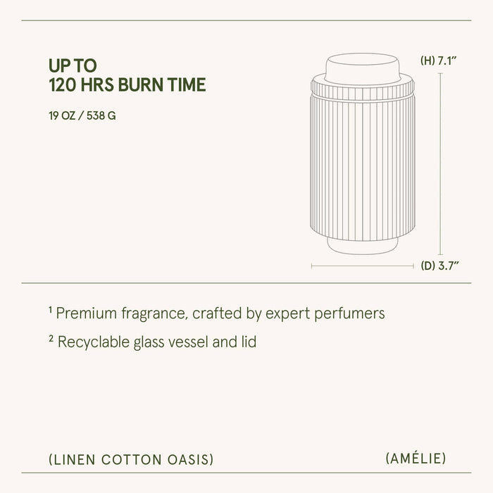 Scented Candle - Linen Cotton Oasis - 19oz | La Jolie Muse