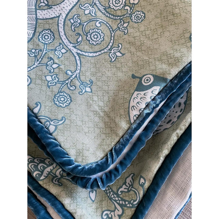 Schumacher “Animalia” Pillow Cover With Silk Velvet Piping - Annabel Bleu