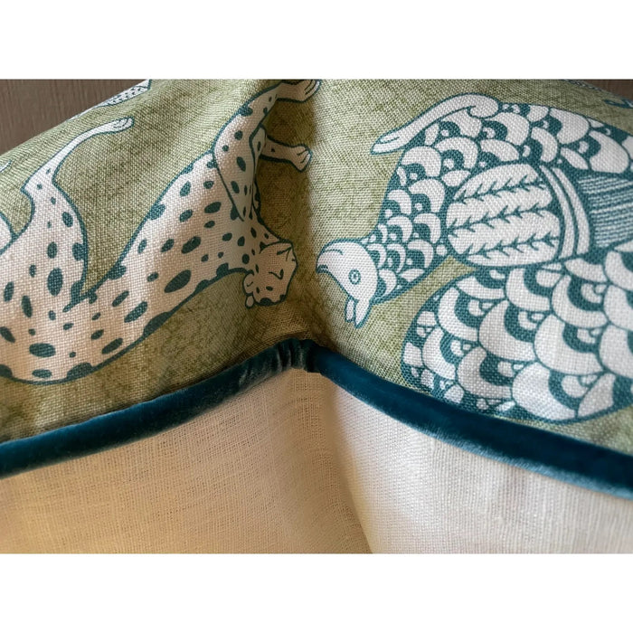 Schumacher “Animalia” Pillow Cover With Silk Velvet Piping - Annabel Bleu
