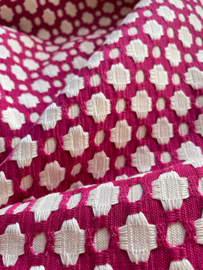 Schumacher Fabric by the yard: BETWIXT, MAGENTA - Annabel Bleu