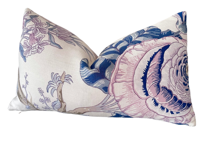 Schumacher Indian Arbre: Hyacinth | 12x21” Pillow Cover - Annabel Bleu