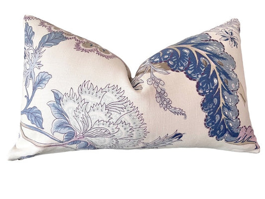 Schumacher Indian Arbre: Hyacinth | 12x21” Pillow Cover - Annabel Bleu