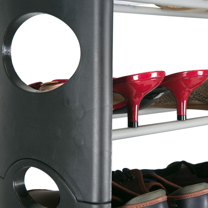 Simplify 30 Pair 10 Shelf Stackable Shoe Rack-Black