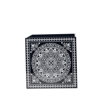 Single Orchid Holder - Black and White Royal Pattern