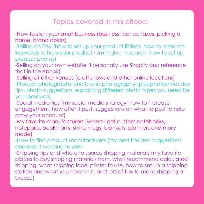 Starting Your Creative Small Business e-book DIGITAL DOWNLOAD
