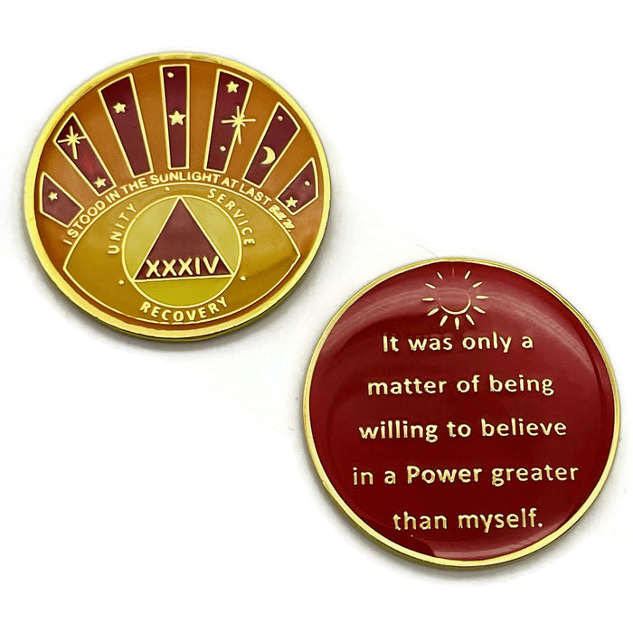 Stood in the Sunlight 34 Year Specialty AA Recovery Medallion - Tri-Plated Thirty-Four Year Chip/Coin