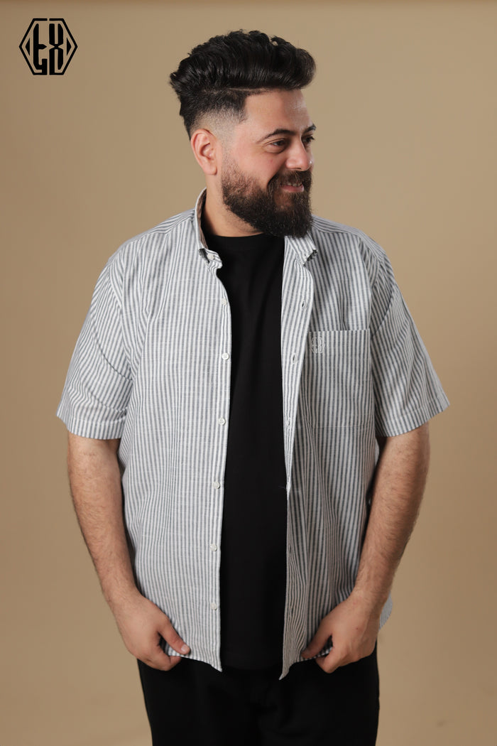 Striped Short Sleeve Linen Shirt