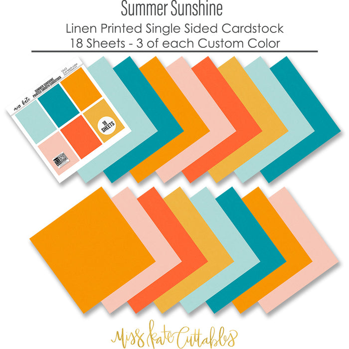 Summer Sunshine - Linen-Printed Smooth Cardstock Single-Sided