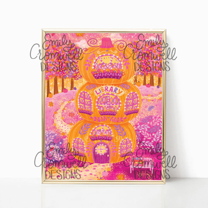 The Library at Autumn's End Art Print