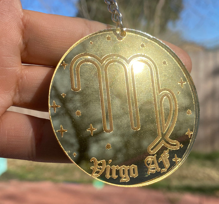 Virgo Zodiac Keychain (Gold Mirrored Acrylic)