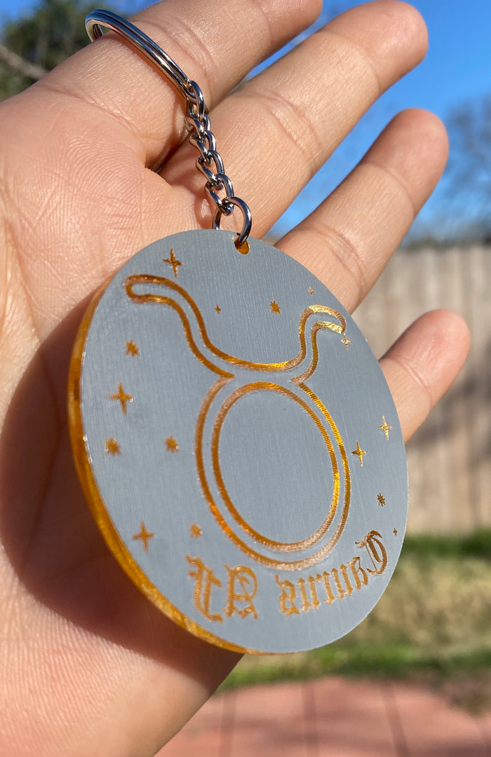 Virgo Zodiac Keychain (Gold Mirrored Acrylic)