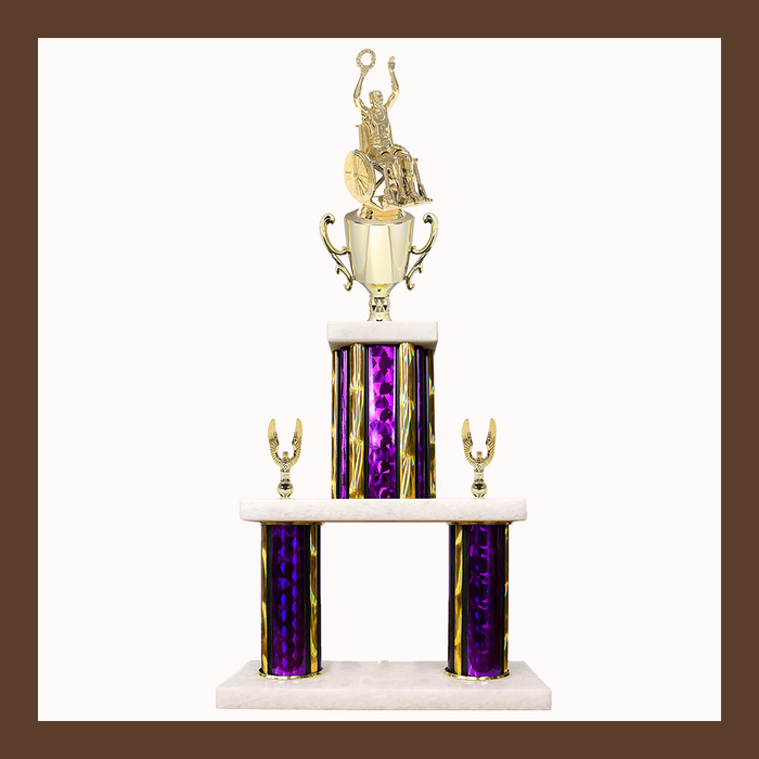 Wheelchair Marble Mini Two Poster Trophy With Cup