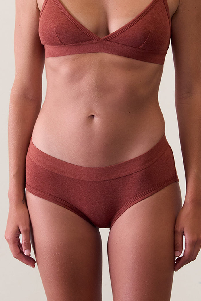 Women's Brief in Organic Cotton Rib - Rust Stone.kin